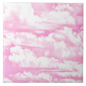 Fuchsia Pink Happy Clouds-decor Tegeltje (Voorkant)
