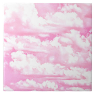 Fuchsia Pink Happy Clouds-decor Tegeltje