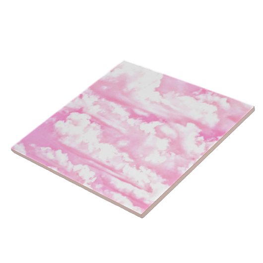 Fuchsia Pink Happy Clouds-decor Tegeltje (Zijkant)