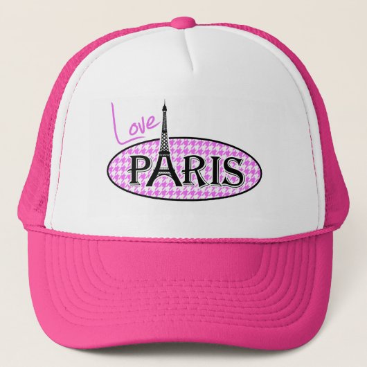 Fuchsia Pink Houndstooth; Parijs Trucker Pet (Voorkant)