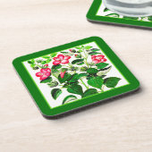 Fuchsia Pink Italiaanse Hibiscus bloemen Bier Onderzetter (Linkerzijde)