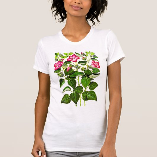 Fuchsia Pink Italiaanse Hibiscus bloemen T-shirt (Voorkant)