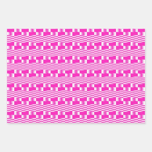 Fuchsia Pink Kente set van 3 Inpakpapier Vel (Voorkant)