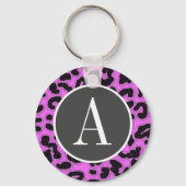 Fuchsia Pink Leopard Animal Print Sleutelhanger (Voorkant)