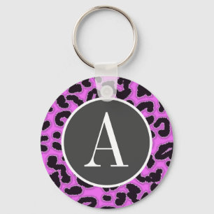 Fuchsia Pink Leopard Animal Print Sleutelhanger