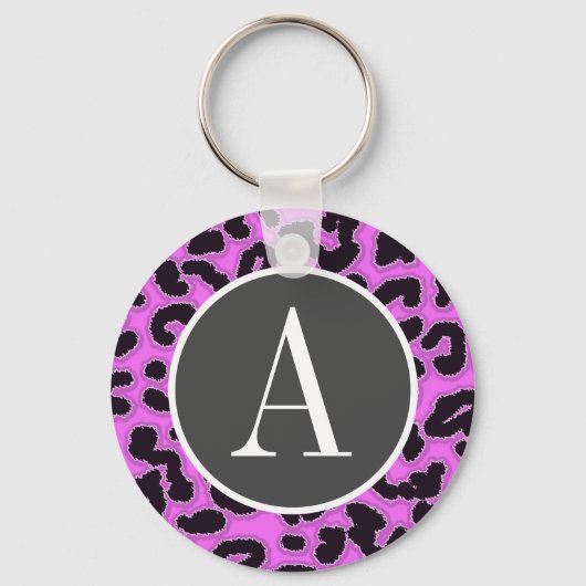 Fuchsia Pink Leopard Animal Print Sleutelhanger (Voorkant)