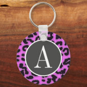 Fuchsia Pink Leopard Animal Print Sleutelhanger (Voorkant)