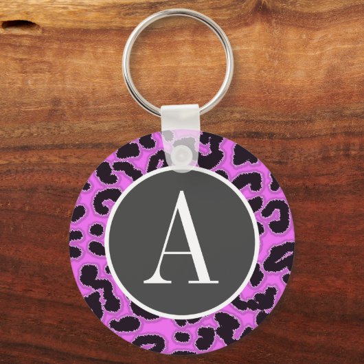 Fuchsia Pink Leopard Animal Print Sleutelhanger (Voorkant)