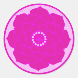 Fuchsia Pink Lotus Mandala Ronde Sticker