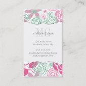Fuchsia Pink Mint Green Girly Floral Visitekaartje (Achterkant)