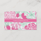 Fuchsia Pink Mint Green Girly Floral Visitekaartje (Achterkant)