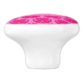 Fuchsia Pink Modern Art Nouveau Damask Monogram Keramische Knop (Zijkant)