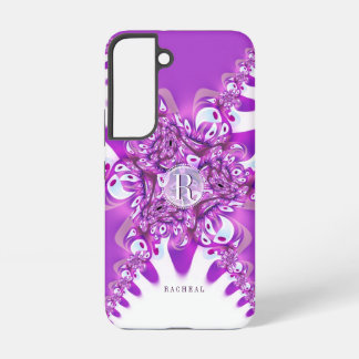 Fuchsia Pink Modern  Monogram Aangepaste naam Samsung Galaxy Hoesje