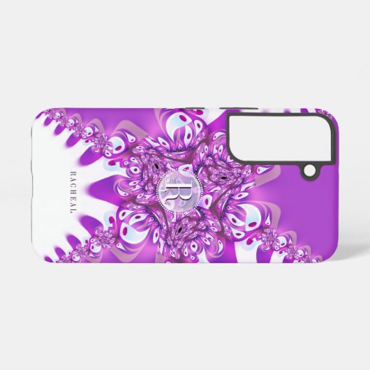 Fuchsia Pink Modern  Monogram Aangepaste naam Samsung Galaxy Hoesje (Achterkant horizontaal)