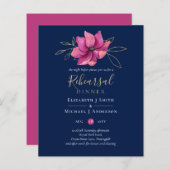 Fuchsia Pink Navy Blue Rehearsal Dinner BUDGET (Voorkant / Achterkant)