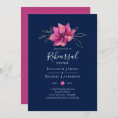 Fuchsia Pink Navy Blue Rehearsal Dinner Kaart (Voorkant / Achterkant)