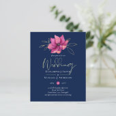 Fuchsia Pink Navy Blue Wedding nodigt budgettair u (Staand voorkant)