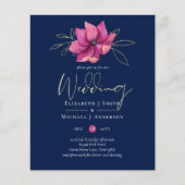 Fuchsia Pink Navy Blue Wedding nodigt budgettair u (Voorkant)