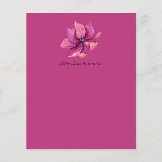 Fuchsia Pink Navy Blue Wedding Save Date (Achterkant)