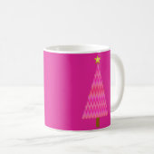 Fuchsia Pink Ombre moderne kerstboom Koffiemok (Voorkant rechts)