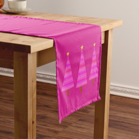 Fuchsia Pink Ombre moderne kerstboom Korte Tafelloper (Voorbeeld)