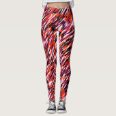 Fuchsia pink, orange, black and white camo  leggings (Voorkant)
