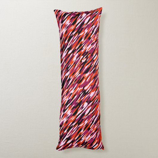 Fuchsia pink, orange, black and white camo  lichaamskussen (Achterkant (Verticaal))