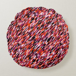 Fuchsia pink, orange, black and white camo rond kussen