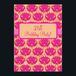 Fuchsia Pink Oranje Damask 21st Birthday Party Kaart<br><div class="desc">Deze verfijnde en trendy 21ste de uitnodiging van de het verjaardagspartij van Parisian Damask kan volledig voor uw gebeurtenis, vergadering, partij of andere vergadering worden aangepast. Dit romantische demask grafische ontwerp is elegant met een hedendaagse, moderne, frisse aantrekkingskracht van Phyllis Dobbs' originele kunst Parisian Damask. De kleuren zijn helder en...</div>