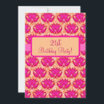 Fuchsia Pink Oranje Damask 21st Birthday Party Kaart<br><div class="desc">Deze verfijnde en trendy 21ste de uitnodiging van de het verjaardagspartij van Parisian Damask kan volledig voor uw gebeurtenis, vergadering, partij of andere vergadering worden aangepast. Dit romantische demask grafische ontwerp is elegant met een hedendaagse, moderne, frisse aantrekkingskracht van Phyllis Dobbs' originele kunst Parisian Damask. De kleuren zijn helder en...</div>