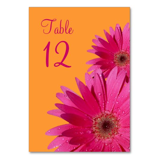 Fuchsia Pink Oranje Gerbera Daisy Wedding Kaart (Voorkant)