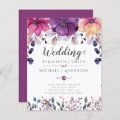 Fuchsia Pink Oranje Ginger Wedding nodigt budget u (Voorkant / Achterkant)