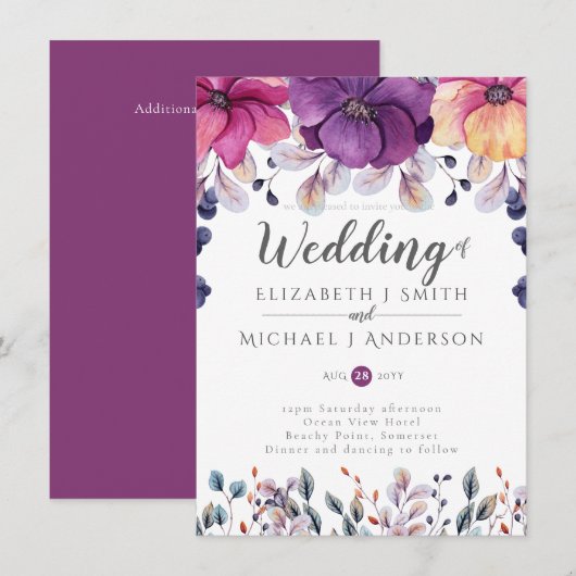 Fuchsia Pink Oranje Ginger Wedding nodigt budget u (Voorkant / Achterkant)