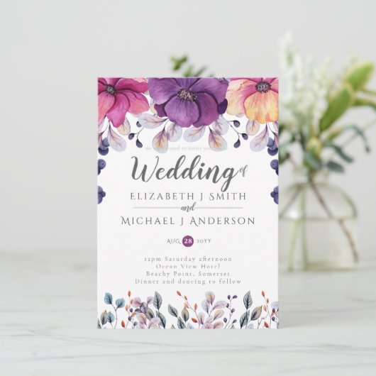 Fuchsia Pink Oranje Ginger Wedding nodigt budget u (Staand voorkant)