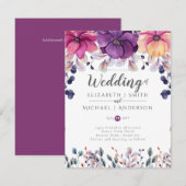 Fuchsia Pink Oranje Ginger Wedding nodigt budget u Kaart (Voorkant / Achterkant)