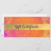 Fuchsia Pink Oranje & Gold Indian Gift Certificate (Voorkant)