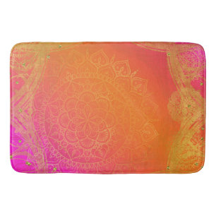 Fuchsia Pink Oranje & Gold Indian Mandala Glam Badmat