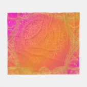 Fuchsia Pink Oranje & Gold Indian Mandala Glam Fleece Deken (Voorkant (Horizontaal))