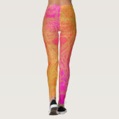 Fuchsia Pink Oranje & Gold Indian Mandala Glam Leggings (Achterkant)