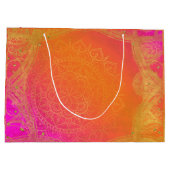 Fuchsia Pink Oranje & Gold Indian Mandala Party Groot Cadeauzakje (Achterkant)