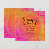 Fuchsia Pink Oranje & Gold Indian Mandala Party Kaart (Voorkant / Achterkant)