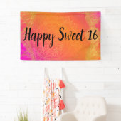 Fuchsia Pink Oranje & Gold Indian Mandala Party Spandoek (Insitu)