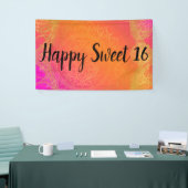 Fuchsia Pink Oranje & Gold Indian Mandala Party Spandoek (Beurs)