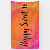 Fuchsia Pink Oranje & Gold Indian Mandala Party Spandoek (Verticaal)