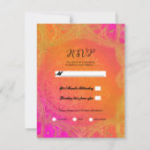 Fuchsia Pink Oranje Gold Mandala Wedding RSVP Kaart (Voorkant)