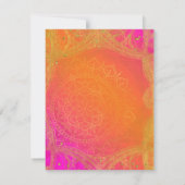 Fuchsia Pink Oranje Gold Mandala Wedding RSVP Kaart (Achterkant)