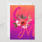 Fuchsia Pink Oranje Paars Bright en Vet Floral Kaart (Achterkant)