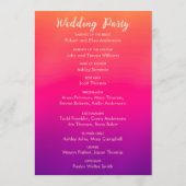 Fuchsia Pink Oranje Paars Bright en Vet Floral Programmakaart (Achterkant)