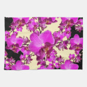 Fuchsia Pink Orchids Cream & Black Pattern Giften Theedoek (Horizontaal)