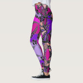 Fuchsia Pink Paarse lavender Black Leaders Abstrac Leggings (Links)